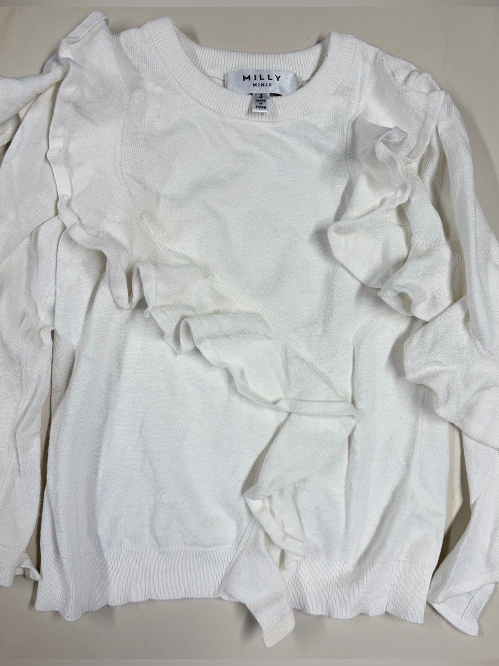 Milly Minis White Ruffle Knit Top - Picture 2 of 4